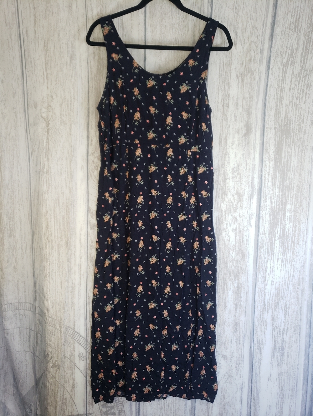 Vtg 90s R&K Originals sleeveless A-line midi Dress Dark Floral Whimsigoth Sz 12
